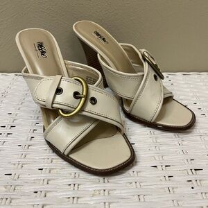 Y2K Vintage Mossimo Cream Leather Wedge Heels